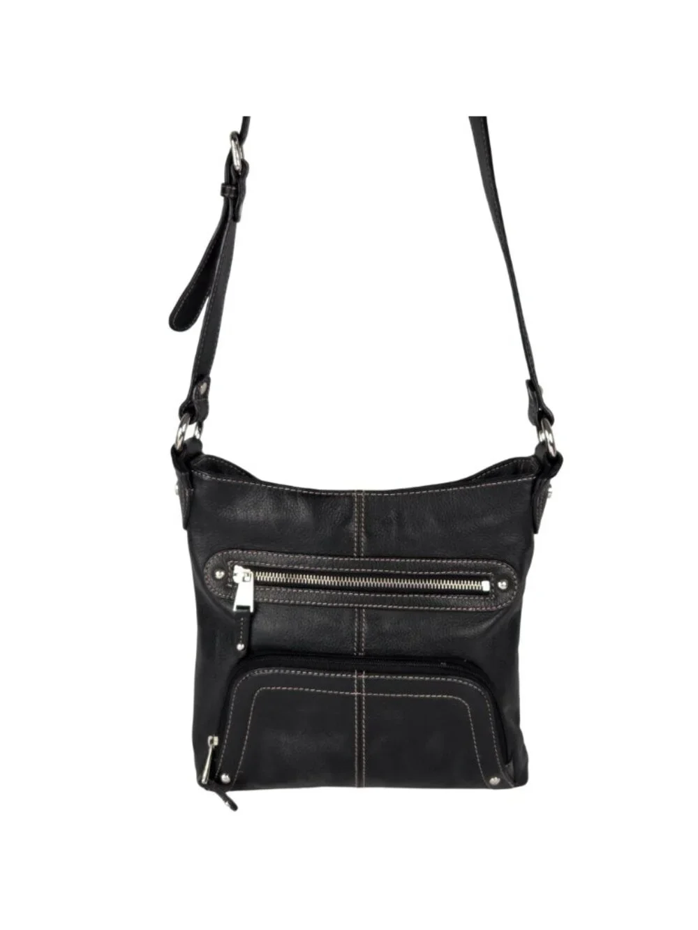Tignanello Multi Pocket Organizer Crosssbody Bag Black Leather 10